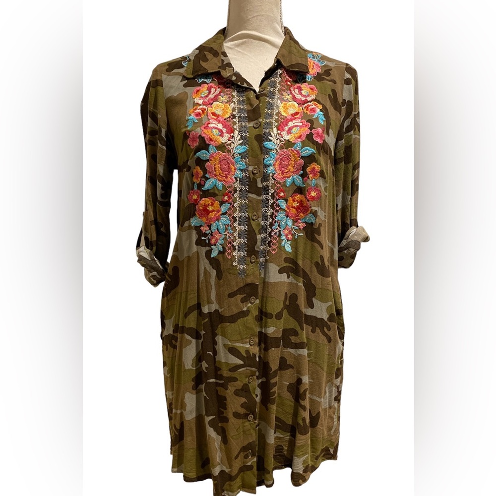 Embroidered Camo Dress